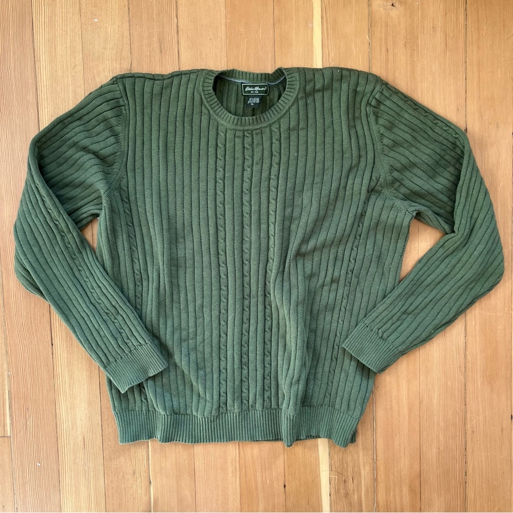Eddie Bauer green cotton cashmere sweater XL